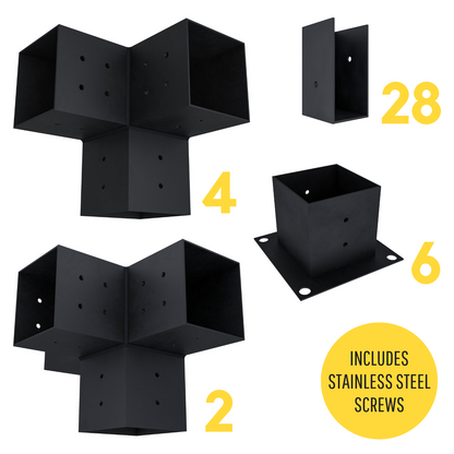 DIY Pergola Bracket Kit for a Freestanding Pergola With Slatted Roof - Any Size Up to 24' x 12'.