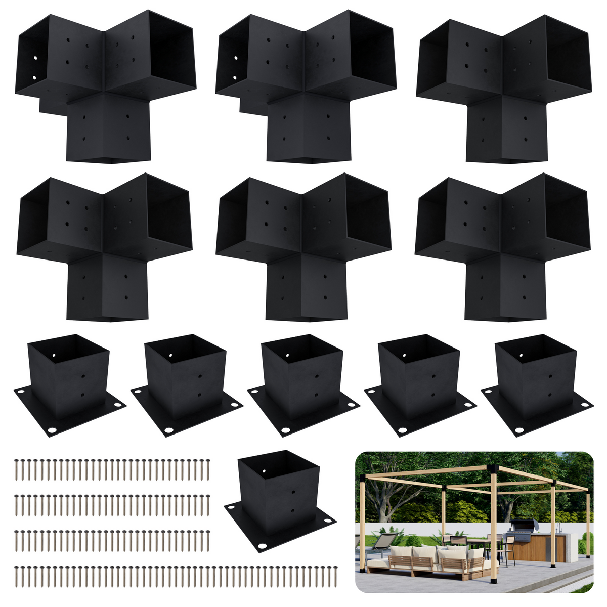DIY Pergola Bracket Kit for a Freestanding Pergola Frame - Any Size Up to 24' x 12'.