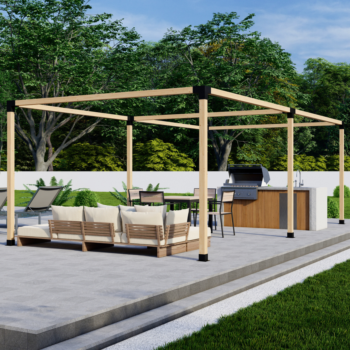 DIY Pergola Bracket Kit for a Freestanding Pergola Frame - Any Size Up to 24' x 12'.