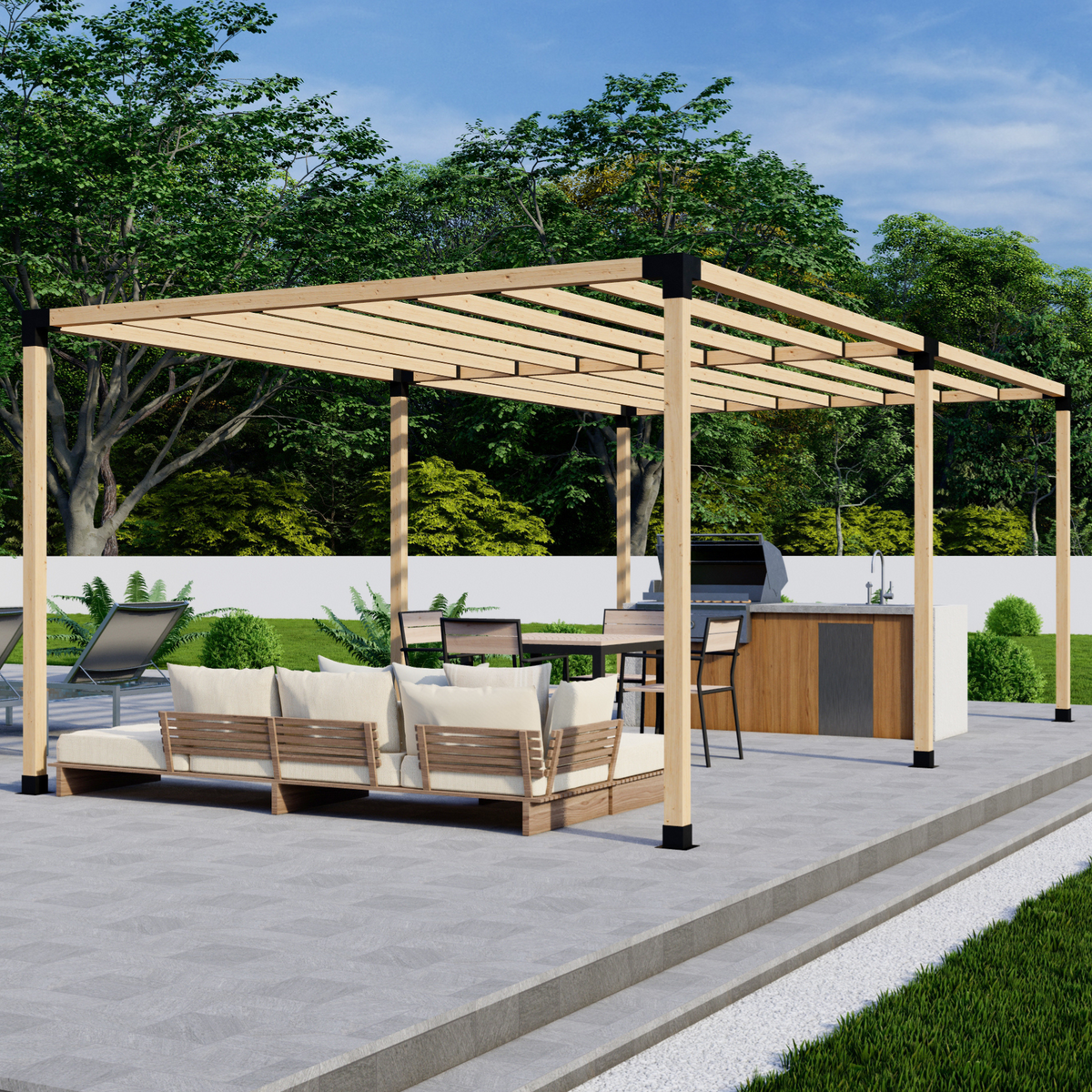 DIY Pergola Bracket Kit for a Freestanding Pergola With Slatted Roof - Any Size Up to 24' x 12'.