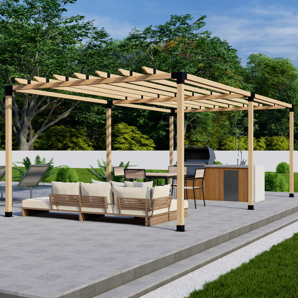 DIY Pergola Bracket Kit for a Freestanding Pergola With Roof Rafters - Any Size Up to 24' x 12'.