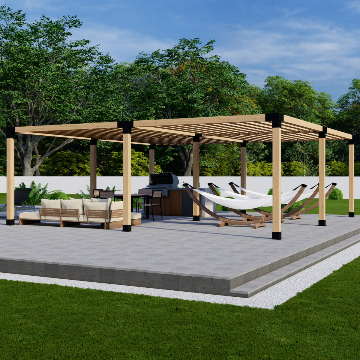 DIY Pergola Bracket Kit for a Freestanding Pergola With Slatted Roof - Any Size Up to 24' x 24'.