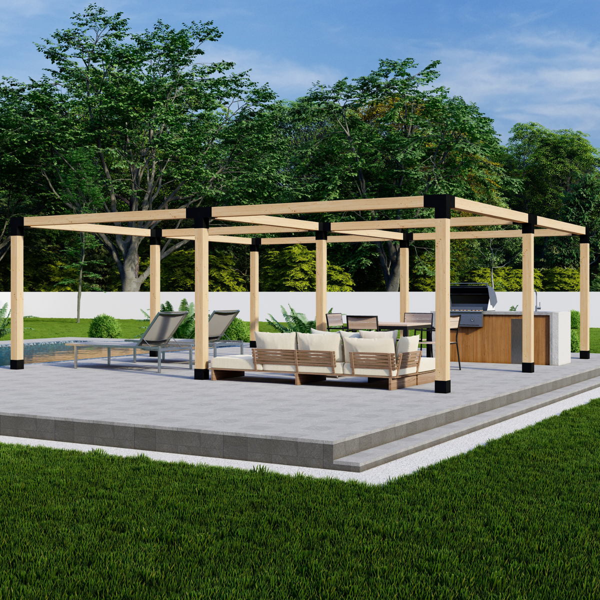 DIY Pergola Bracket Kit for a Freestanding Pergola Frame - Any Size Up to 24' x 24'.