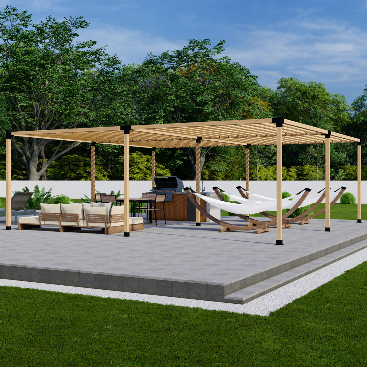 DIY Pergola Bracket Kit for a Freestanding Pergola With Slatted Roof - Any Size Up to 24' x 24'.
