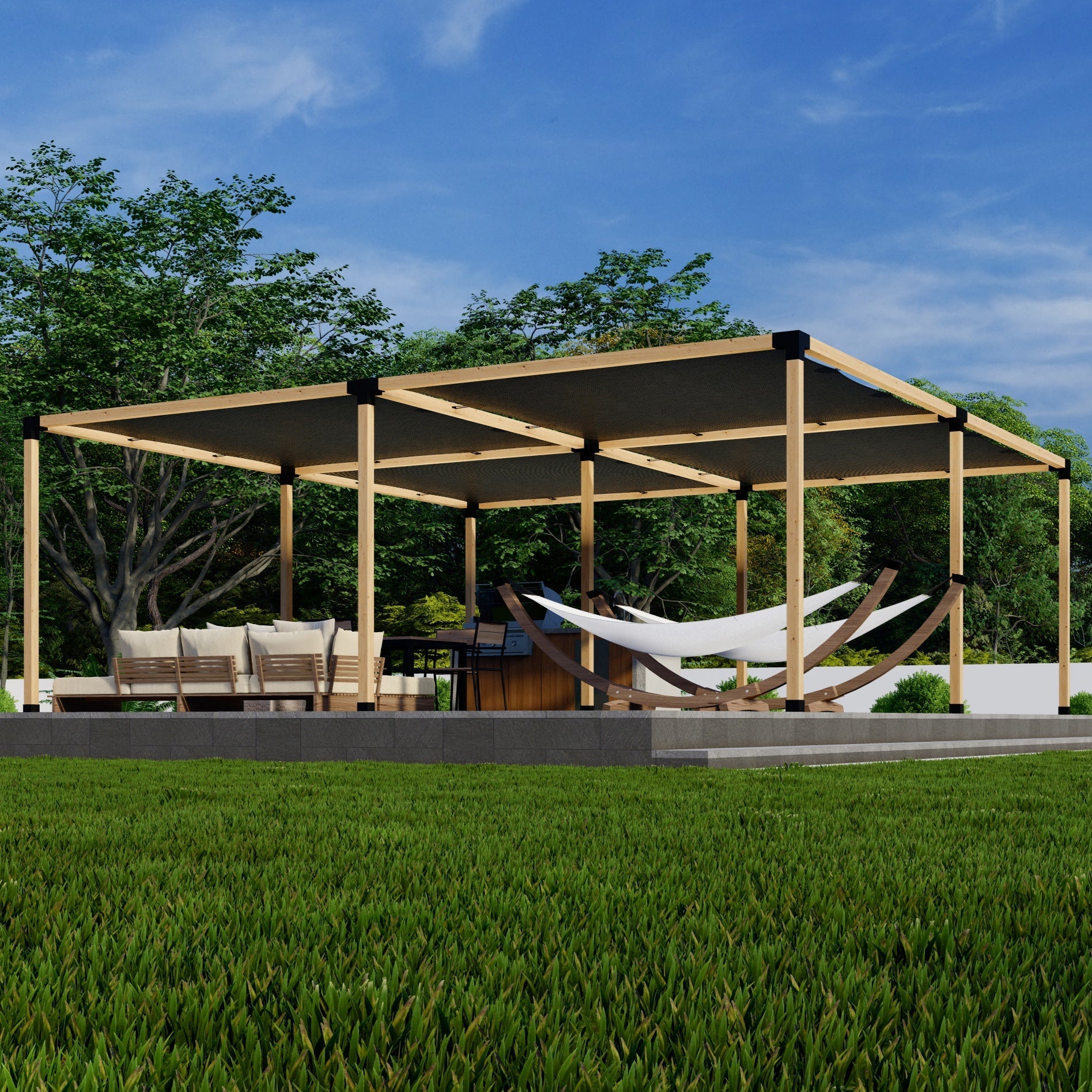 DIY Pergola Kit for a Freestanding Pergola With Canopies - Any Size Up to 24' x 24'.