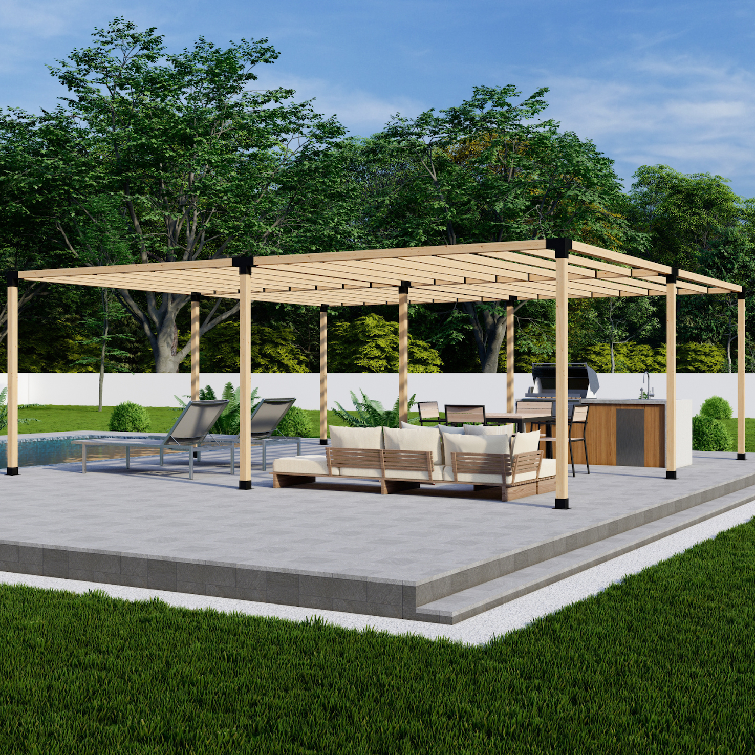 DIY Pergola Bracket Kit for a Freestanding Pergola With Slatted Roof - Any Size Up to 24' x 24'.