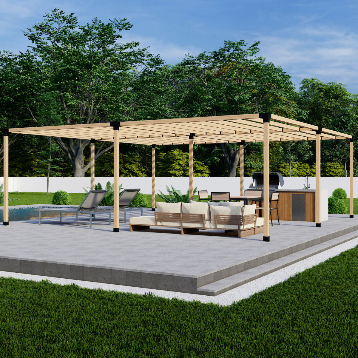 DIY Pergola Bracket Kit for a Freestanding Pergola With Slatted Roof - Any Size Up to 24' x 24'.