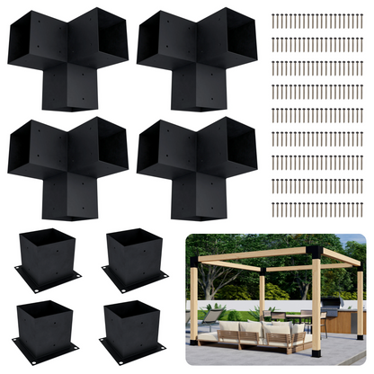 DIY Pergola Bracket Kit for a Freestanding Pergola Frame - Any Size Up to 12' x 12'.