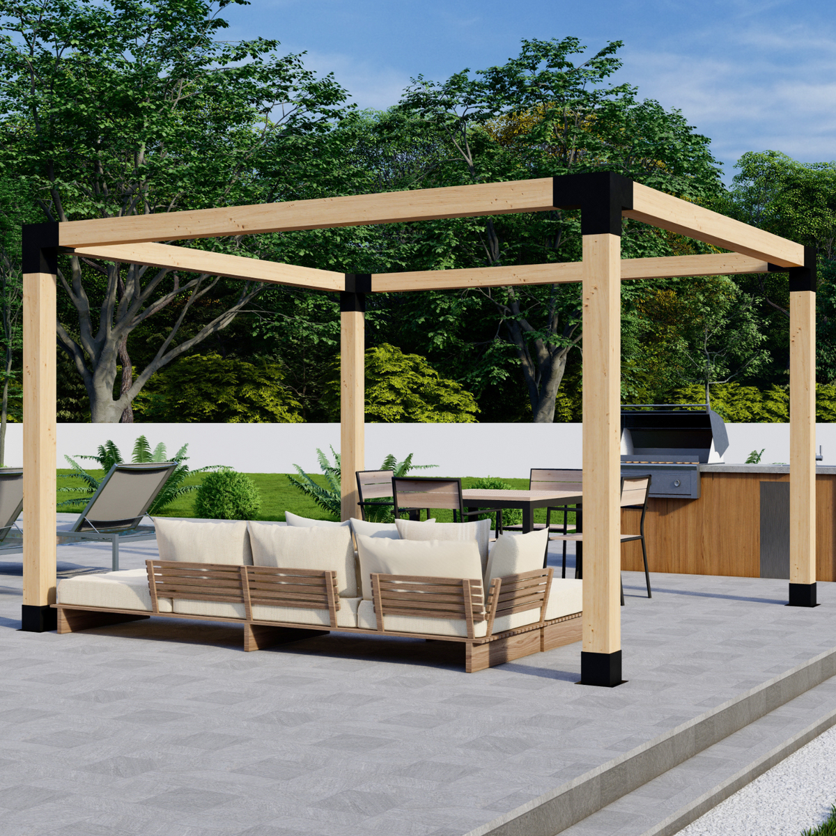DIY Pergola Bracket Kit for a Freestanding Pergola Frame - Any Size Up to 12' x 12'.
