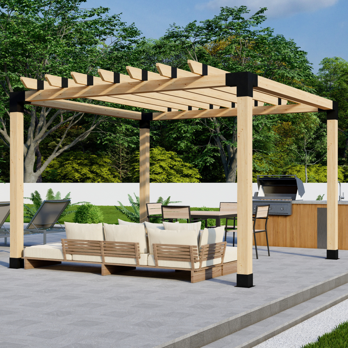 DIY Pergola Bracket Kit for a Freestanding Pergola With Roof Rafters - Any Size Up to 12' x 12'.