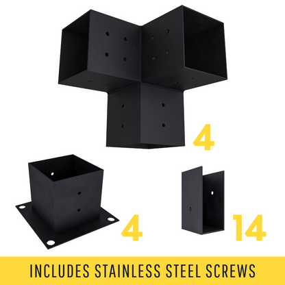 DIY Pergola Bracket Kit for a Freestanding Pergola With Slatted Roof - Any Size Up to 12' x 12'.