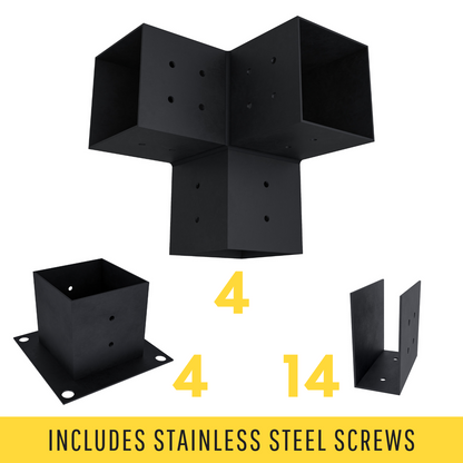 DIY Pergola Bracket Kit for a Freestanding Pergola With Roof Rafters - Any Size Up to 12' x 12'.
