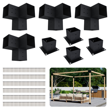 DIY Pergola Bracket Kit for a Freestanding Pergola Frame - Any Size Up to 12' x 12'.