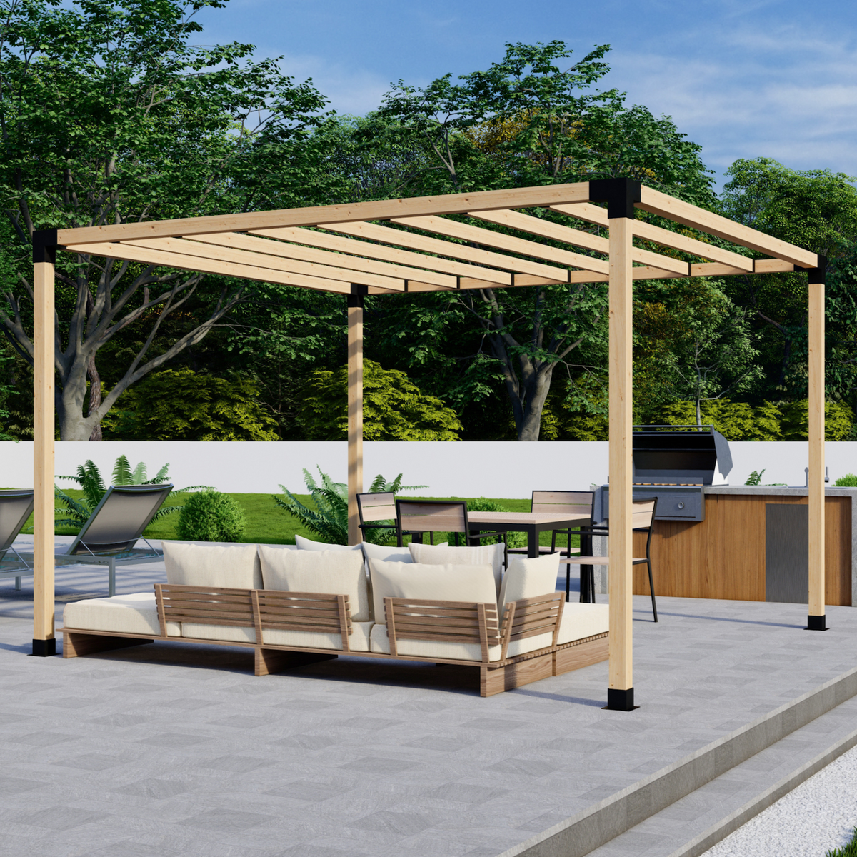 DIY Pergola Bracket Kit for a Freestanding Pergola With Slatted Roof - Any Size Up to 12' x 12'.