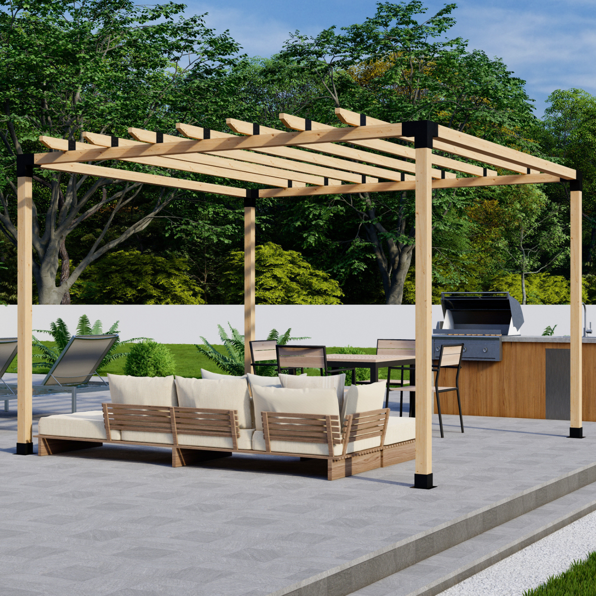 DIY Pergola Bracket Kit for a Freestanding Pergola With Roof Rafters - Any Size Up to 12' x 12'.