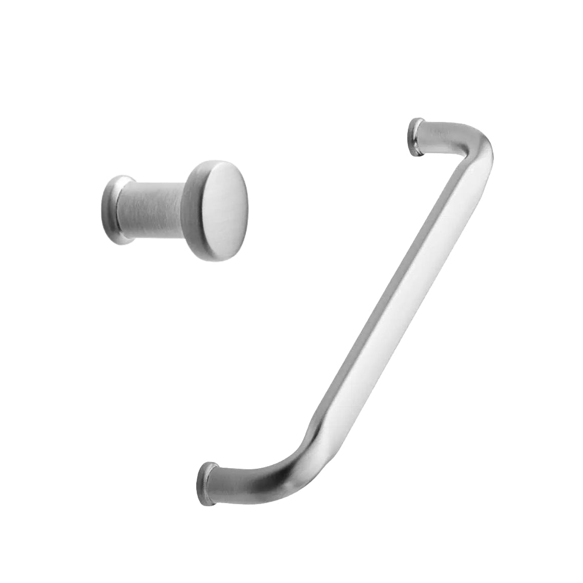 Satin Steel "Gate" Knob and Drawer Pull.