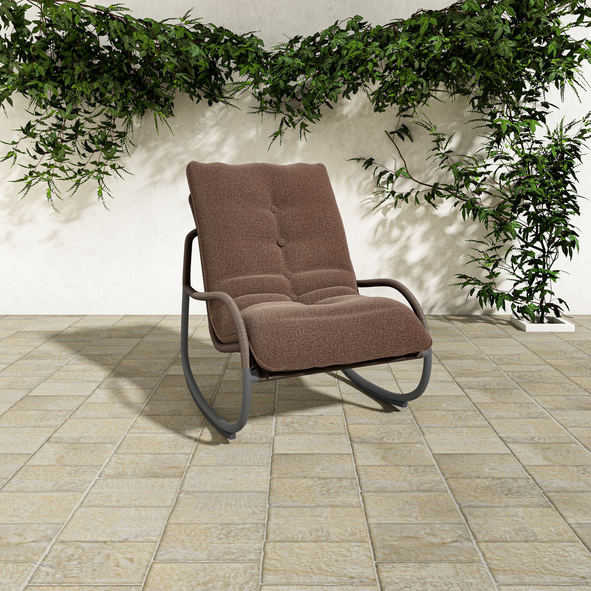 Lyra Outdoor Rocking Chair Brown lifestyle image
