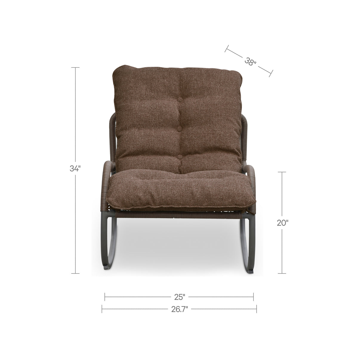 Lyra Outdoor Rocking Chair Brown dimensions