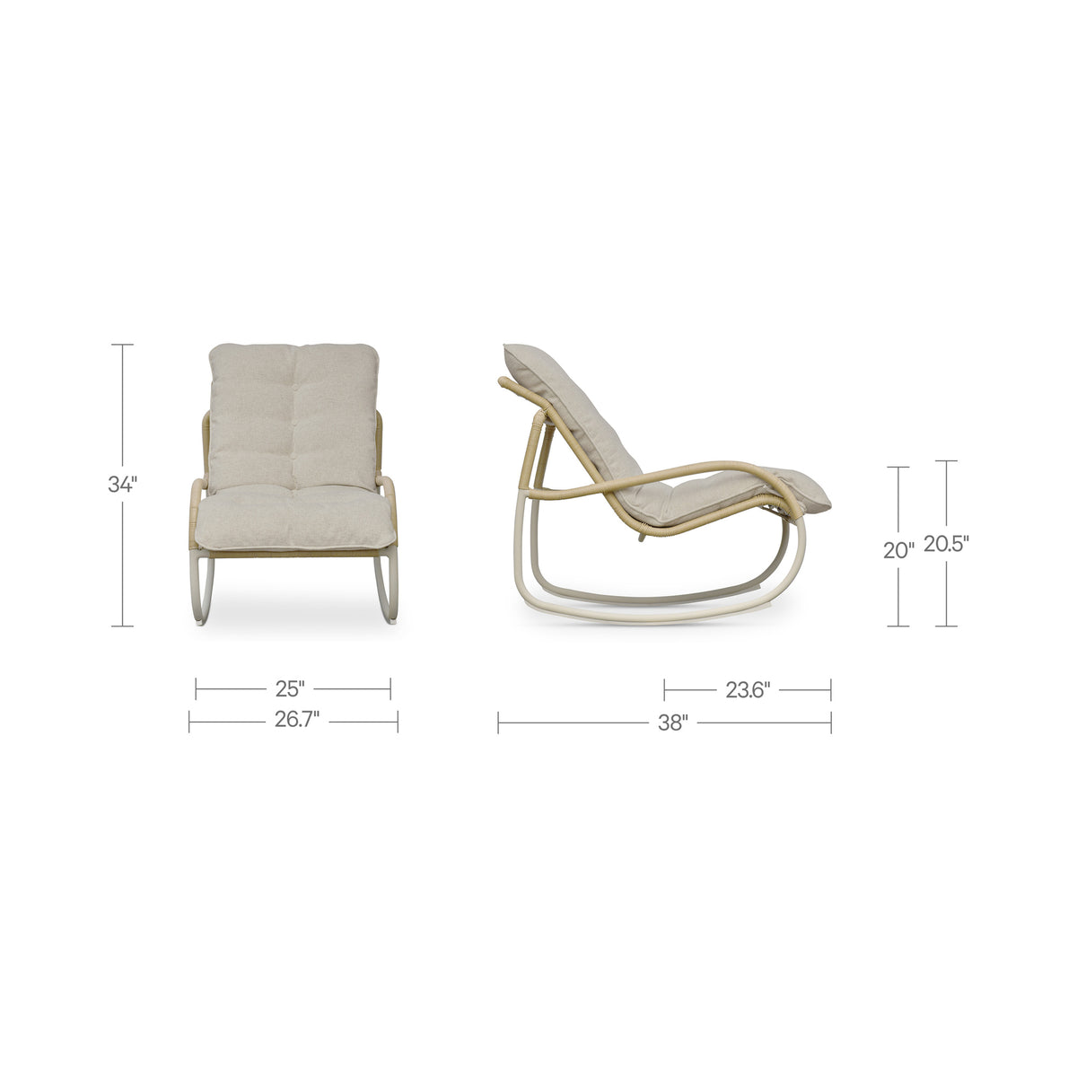 Lyra Outdoor Rocking Chair Beige dimensions