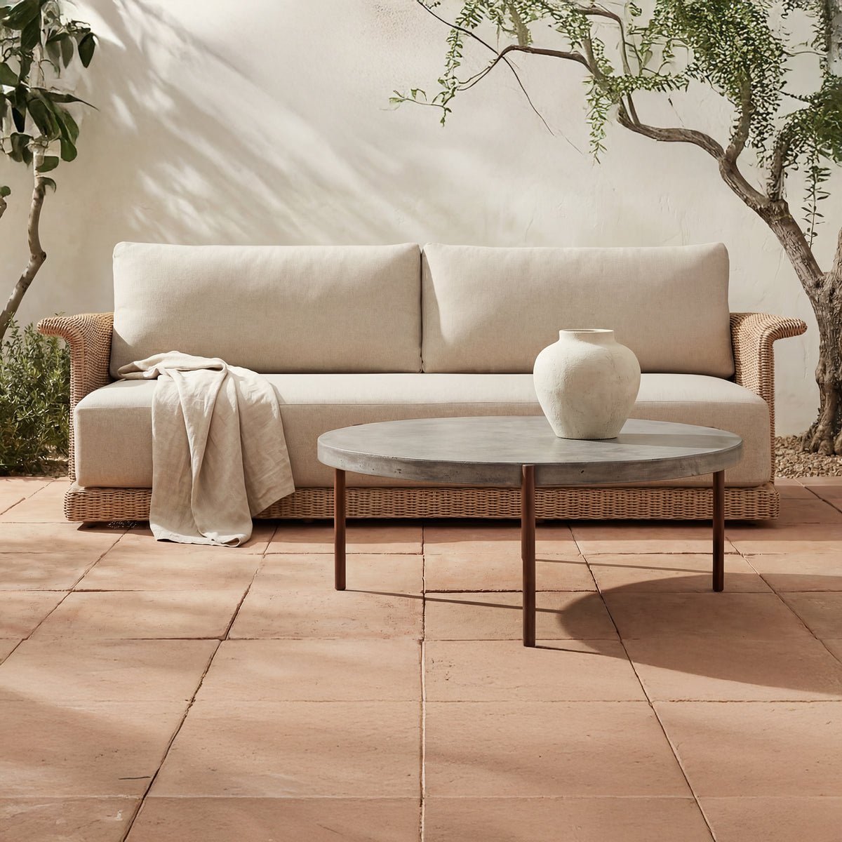Meredith Outdoor Sofa Beige lifestyle image