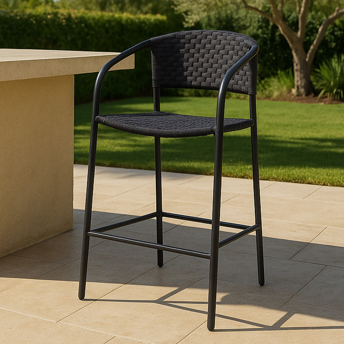 Zola Outdoor Bar Stool Dark Brown lifestyle image
