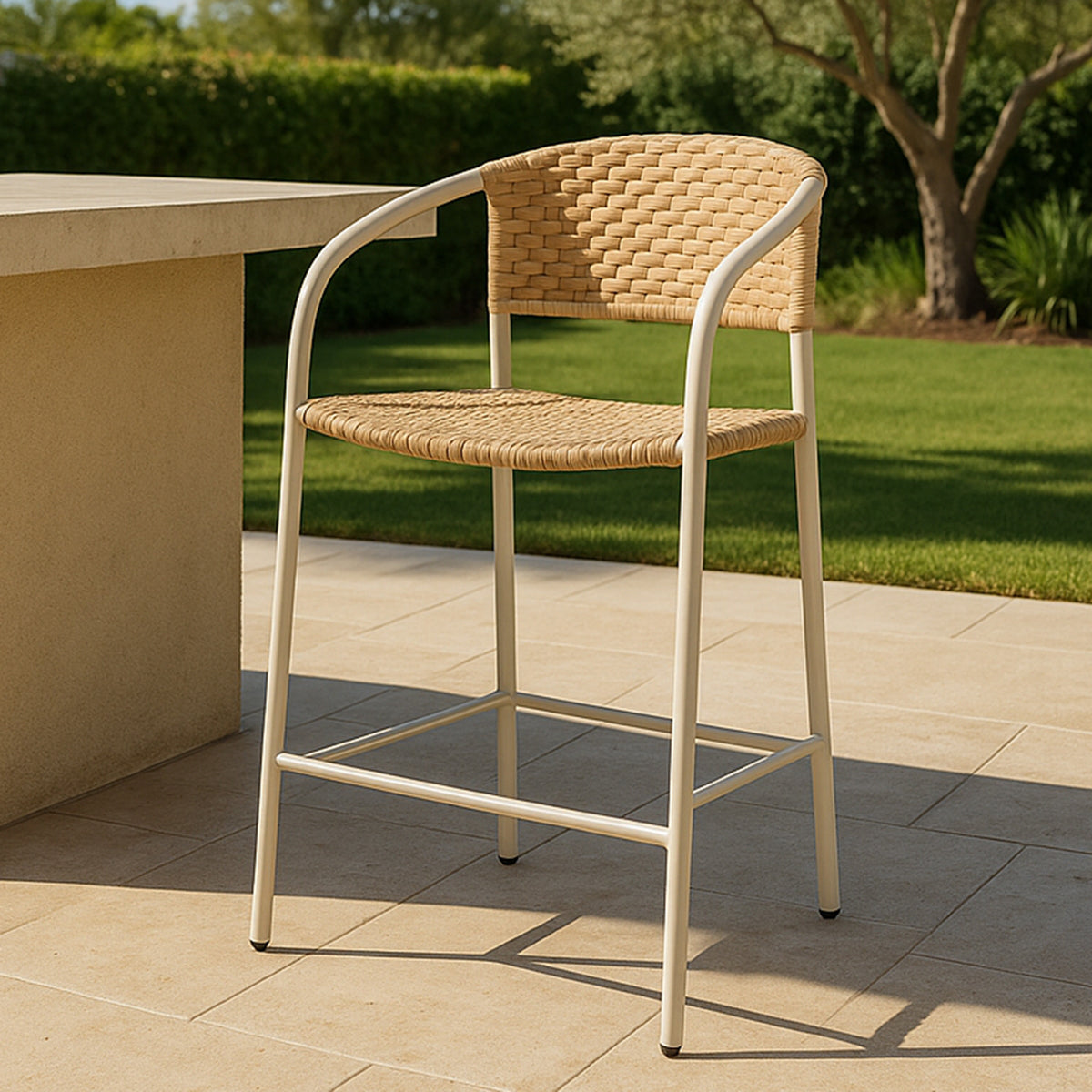 Zola Outdoor Bar Stool Natural lifestyle image