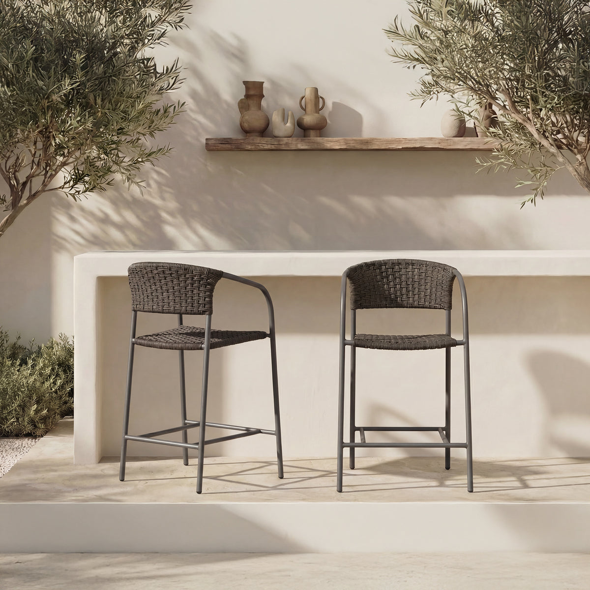 Zola Outdoor Counter Chair Dark Brown image 8