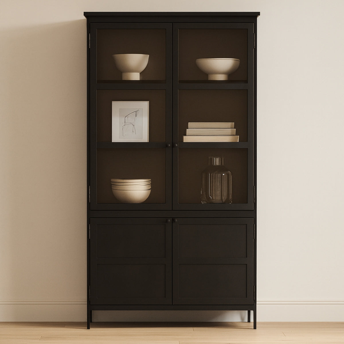 Henry Metal Tall Cabinet Black - lifestyle view 1