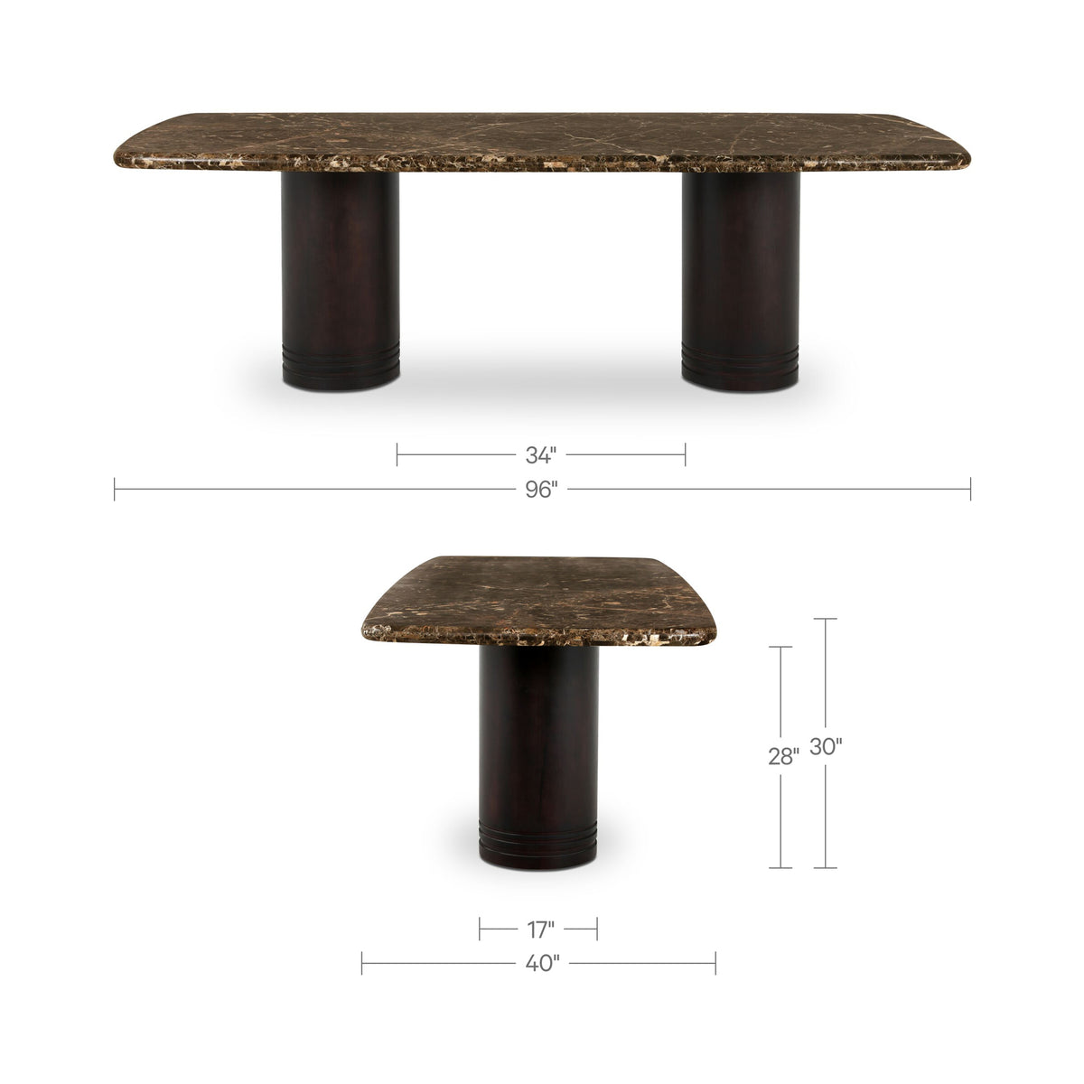 Daphne Dining Table Large Dark Emperador Marble product image 7