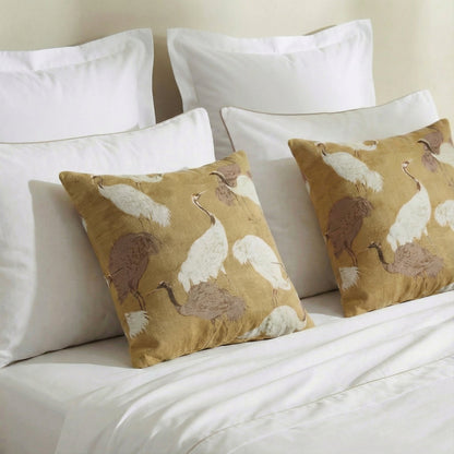 Golden Crane Throw Pillow.