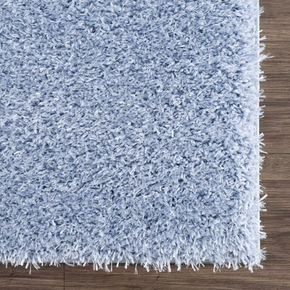Faina Solid Aqua Shag Washable Area Rug - Clearance