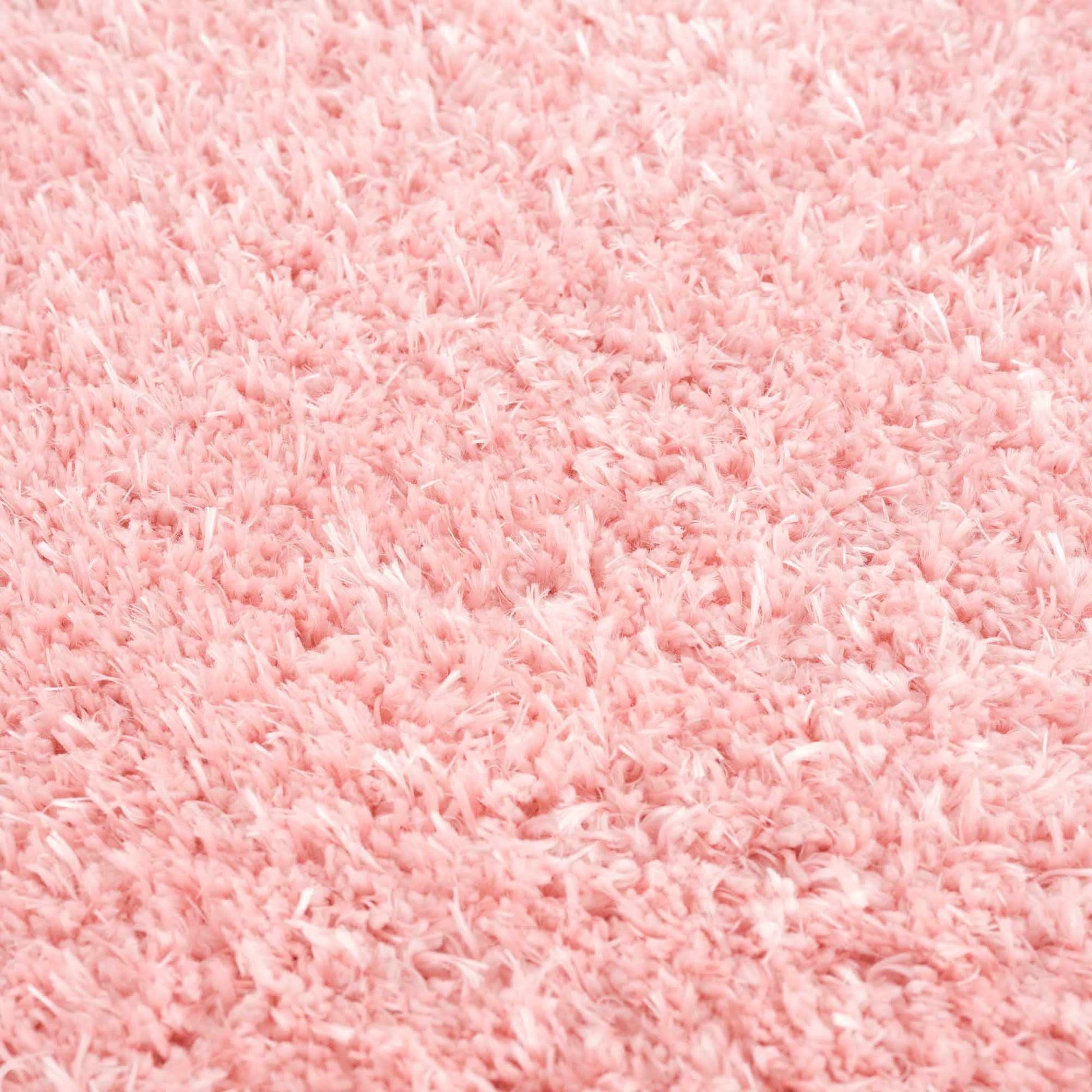 Faina Solid Pink Shag Rug Washable.