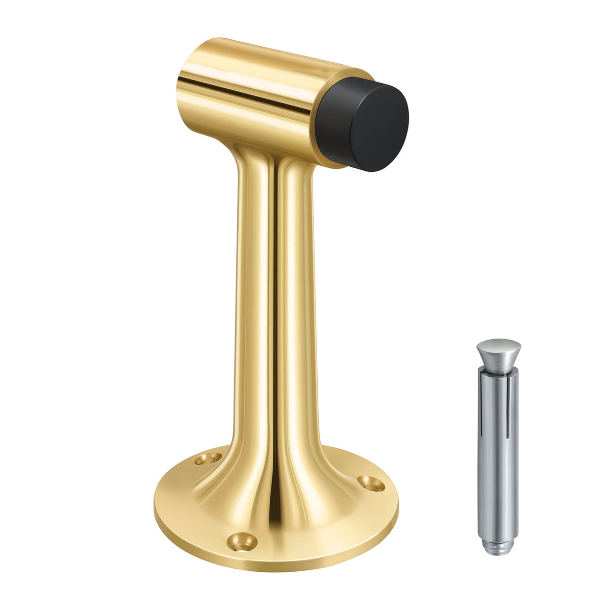 Heavy Duty 6″ Floor-Mount Door Stop – Solid Brass, Commercial Grade (Polished Brass).