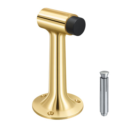 Heavy Duty 6″ Floor-Mount Door Stop – Solid Brass, Commercial Grade (Polished Brass).