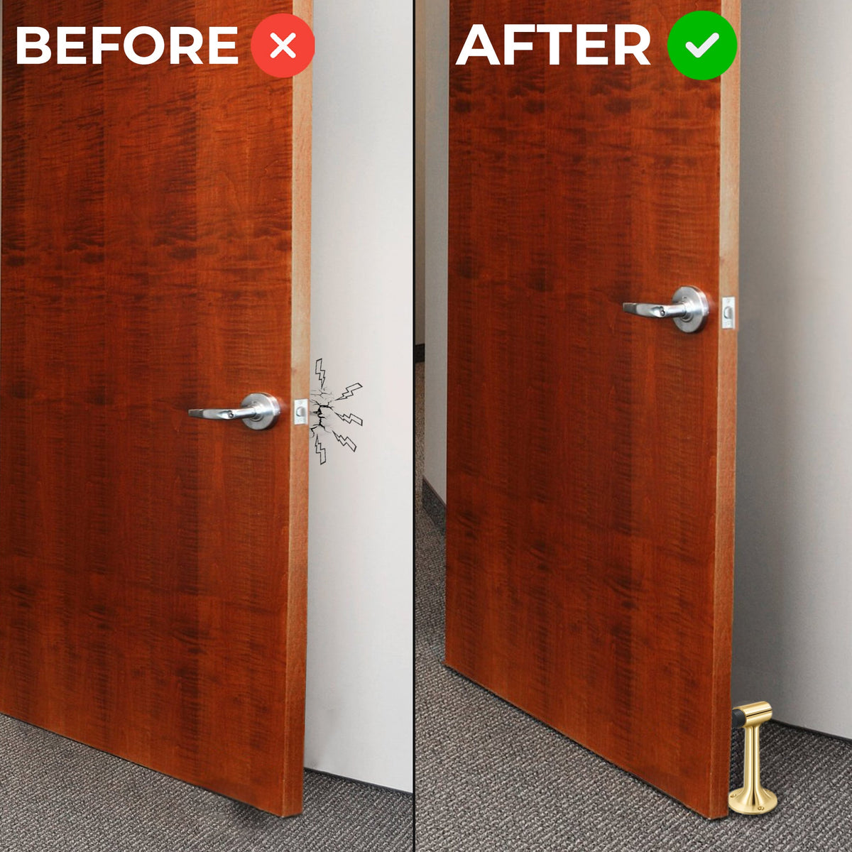 Heavy Duty 6″ Floor-Mount Door Stop – Solid Brass, Commercial Grade (Polished Brass).