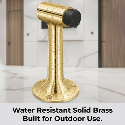 Heavy Duty 6″ Floor-Mount Door Stop – Solid Brass, Commercial Grade (Polished Brass).