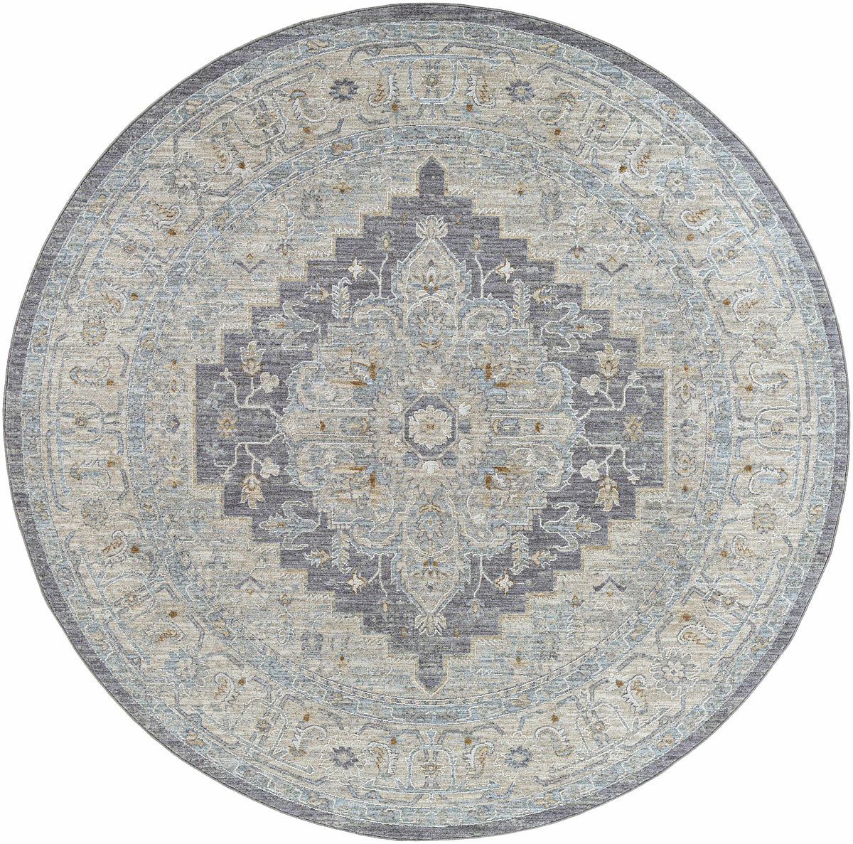 Sema Blue Medallion Thick Luxe Area Rug
