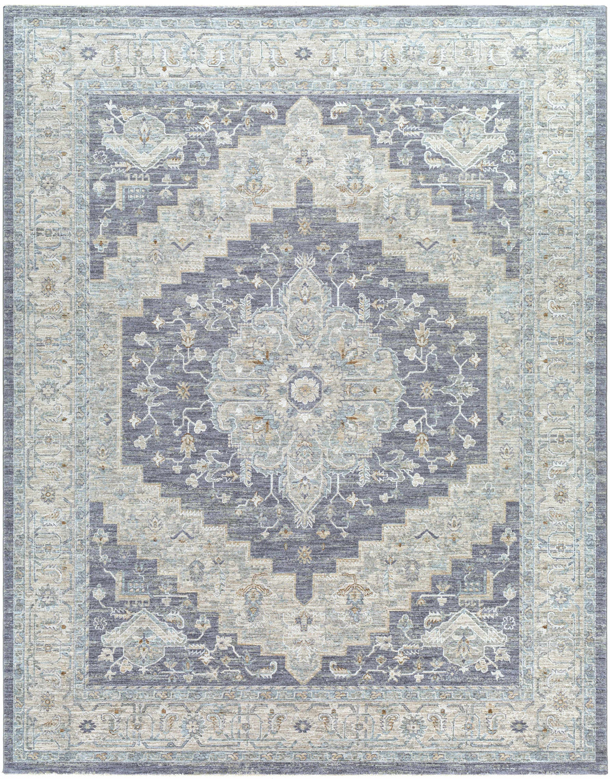 Sema Blue Medallion Thick Luxe Area Rug