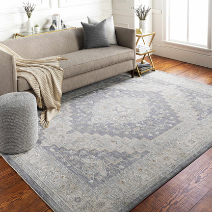 Sema Blue Medallion Thick Luxe Area Rug