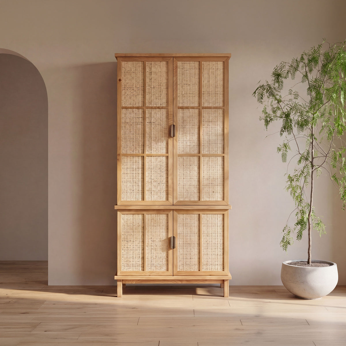 Seymour Tall Cabinet Natural - lifestyle view 2