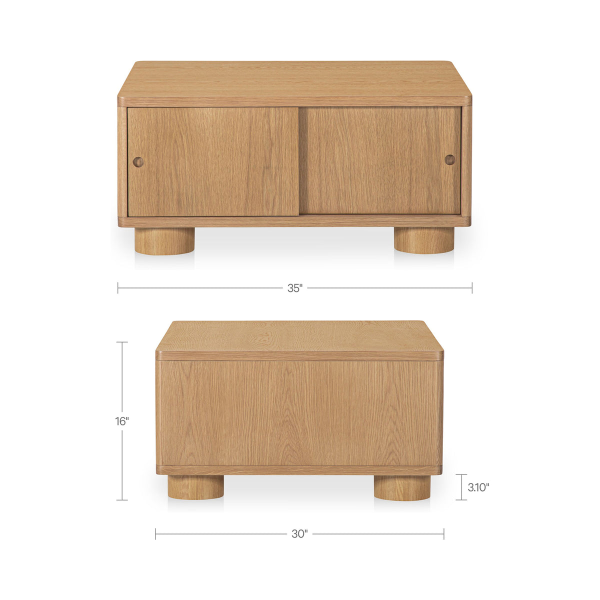 Hobbs Storage Coffee Table Natural dimensions