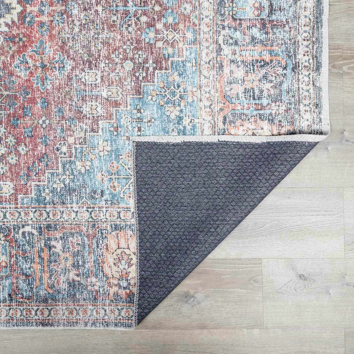 Blue Burgundy Holi-2302 Washable Area Rug