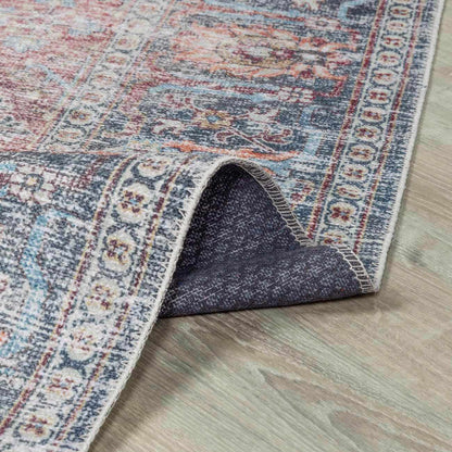 Blue Burgundy Holi-2302 Washable Area Rug