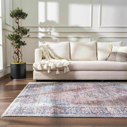 Blue Burgundy Holi-2302 Washable Area Rug