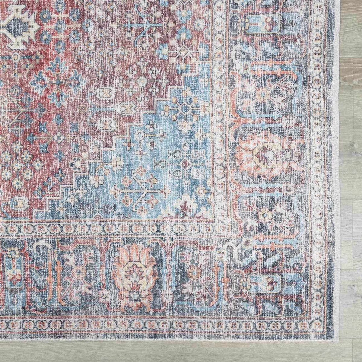 Blue Burgundy Holi-2302 Washable Area Rug