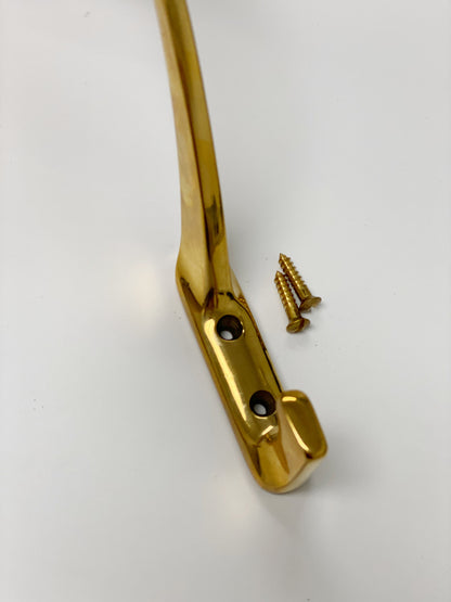 Unlacquered Polished Brass "Zen" Wall Coat and Hat Hook.