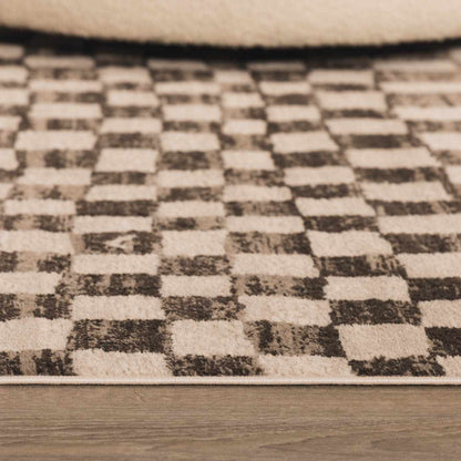 Benjy Cream & Charcoal Checkered Area Rug