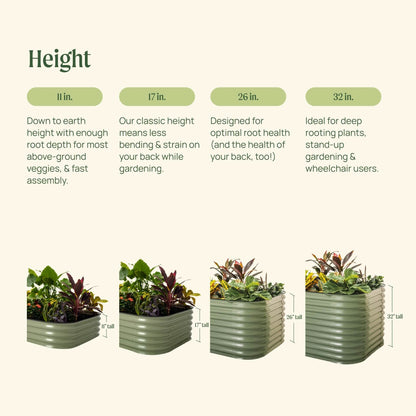17" Tall 10 In 1 Jumbo Modular Metal Raised Garden Bed Kit.