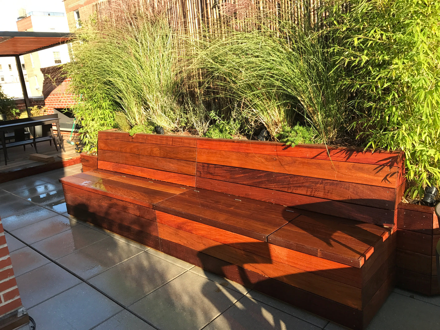Custom outdoor ipe bench created by TCSC