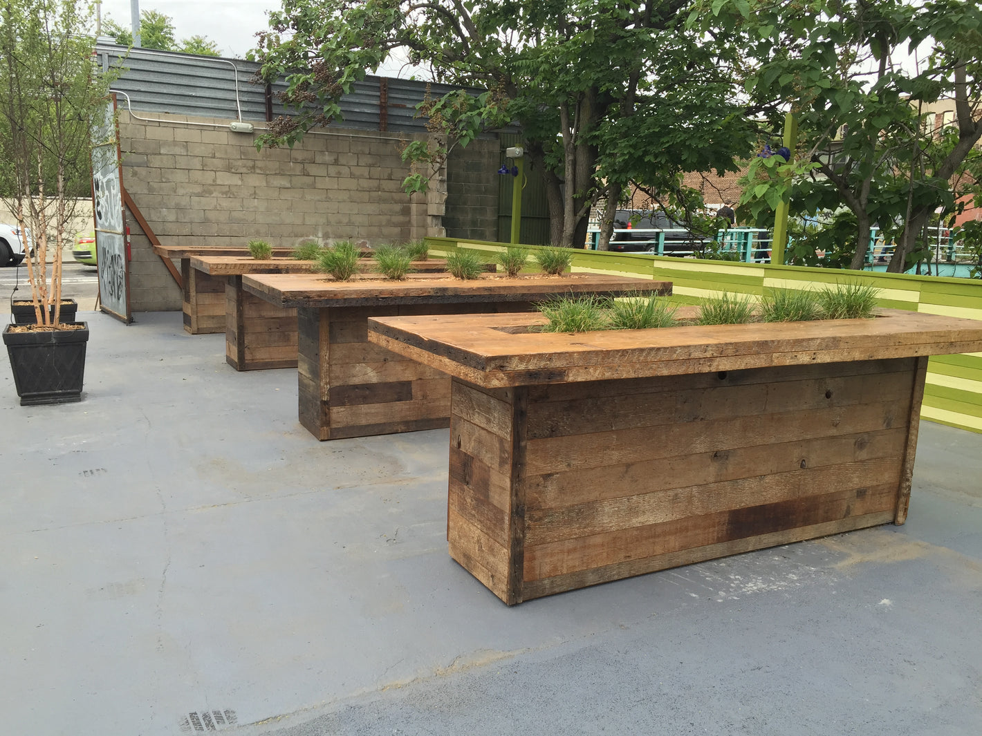 Custom table planters created by TCSC